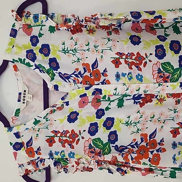 Boden Flame Scarlet Diamond Terrace Alicia Red and Pink Floral Blouse Size 8 - Picture 3 of 16